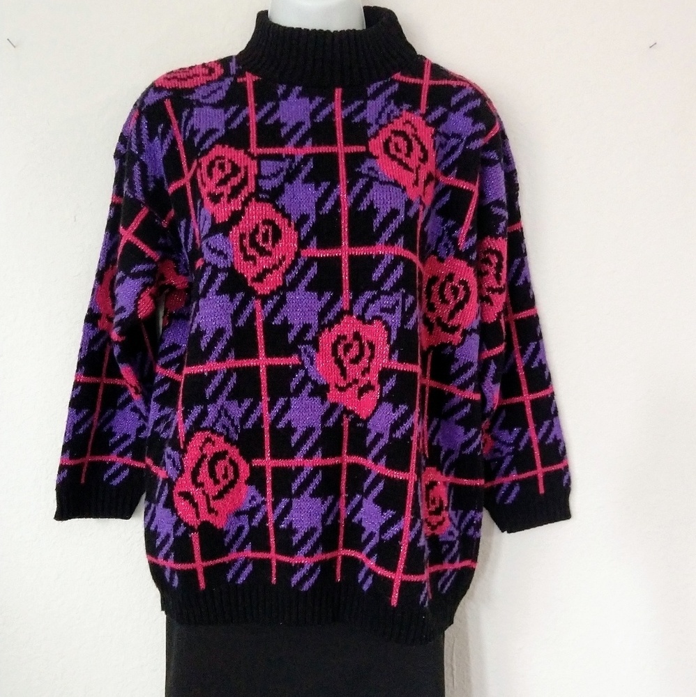 Vintage Glitter Rose Ugly Sweater